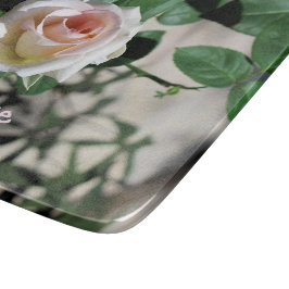 Tabla De Cortar Tablero de corte de vidrio de rosa blanco