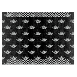 Tabla De Cortar Tablero de corte de vidrio de tetera de color blan