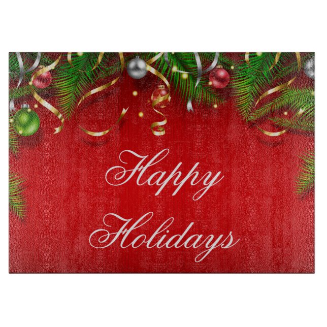 Tabla De Cortar Tablero de corte de vidrio/Felices vacaciones (Anverso)