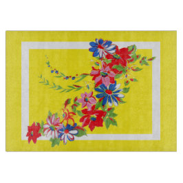 Tabla De Cortar Tablero de corte de vidrio floral vintage