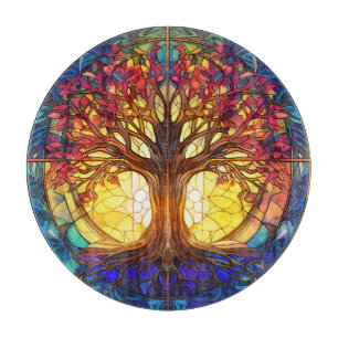 Tabla De Cortar Tablero de corte de vidrio manchado de árbol de vi