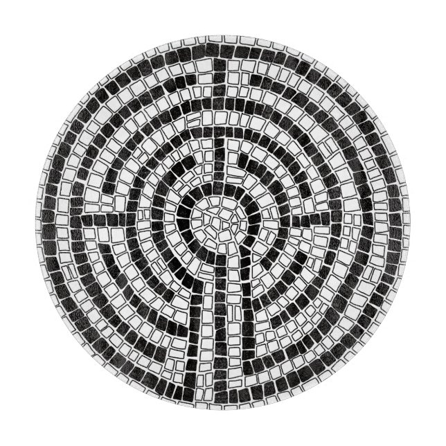 Tabla De Cortar Tablero de corte de vidrio redondo LABYRINTH VII d (Anverso)