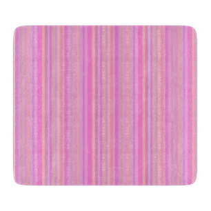 Tabla De Cortar Tablero de corte de vidrio retro rayado rosado pas