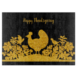 Tabla De Cortar Tablero de corte floral Gold Thankending Turkey