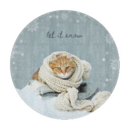 Tabla De Cortar Tablero de corte, gato de invierno deja que nieve