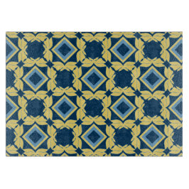 Tabla De Cortar Tablero de corte geométrico de crema y azul vintag