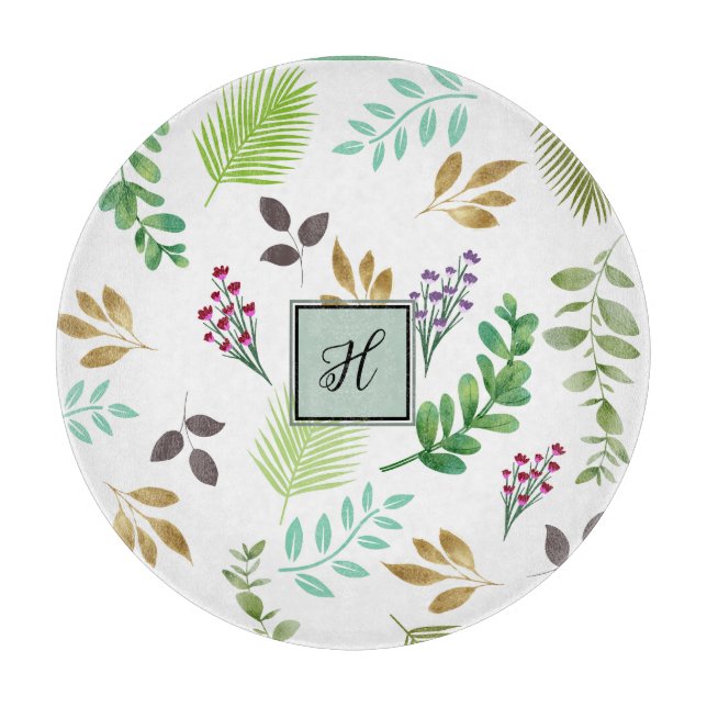 Tabla De Cortar Tablero de corte inicial botánico de algodón (Anverso)