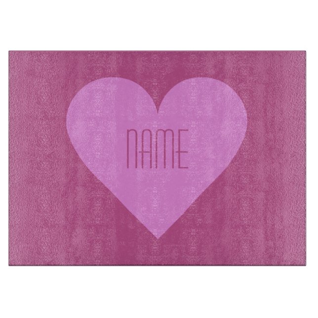 Tabla De Cortar Tablero de corte personalizado Pink Heart Valentin (Anverso)