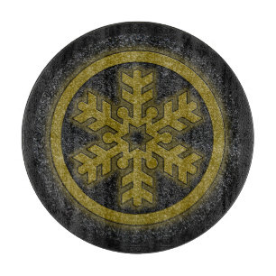 Tabla De Cortar tablero de corte redondo de copo de nieve purpurin