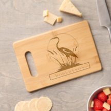 Tablero de madera de Heron y Cattails