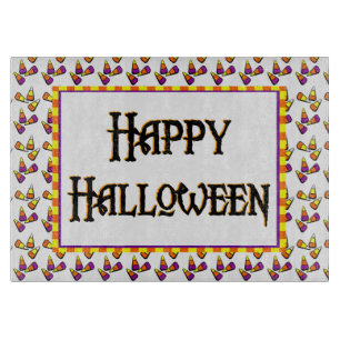 Tabla De Cortar Tablero de patrón de dulces de Halloween feliz