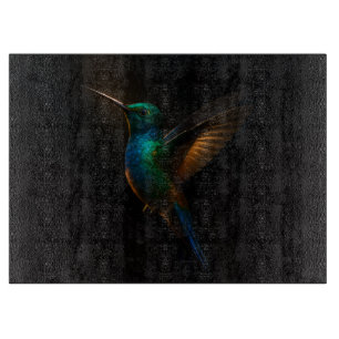 Tabla De Cortar Tablero de vidrio Black 4 Luxe Colibrí en vuelo