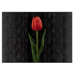 Tabla De Cortar Tablero de vidrio Black 4 Luxe Tulipán Rojo Rubí
