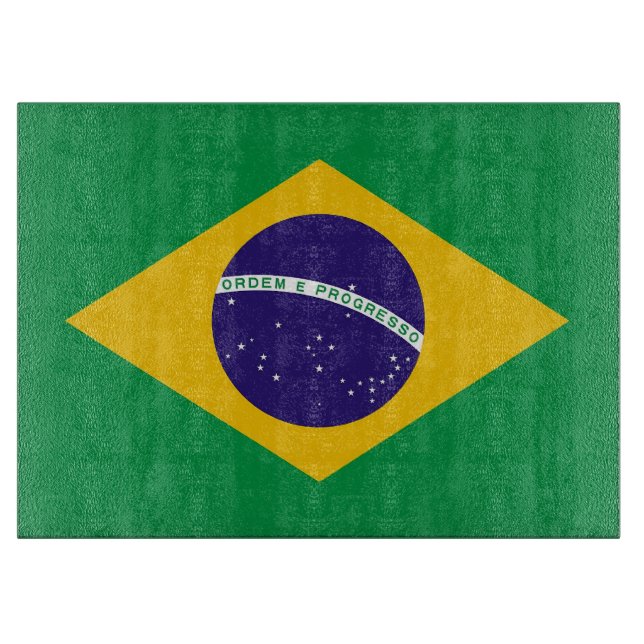 Tabla De Cortar Tablero de vidrio con bandera de Brasil (Anverso)
