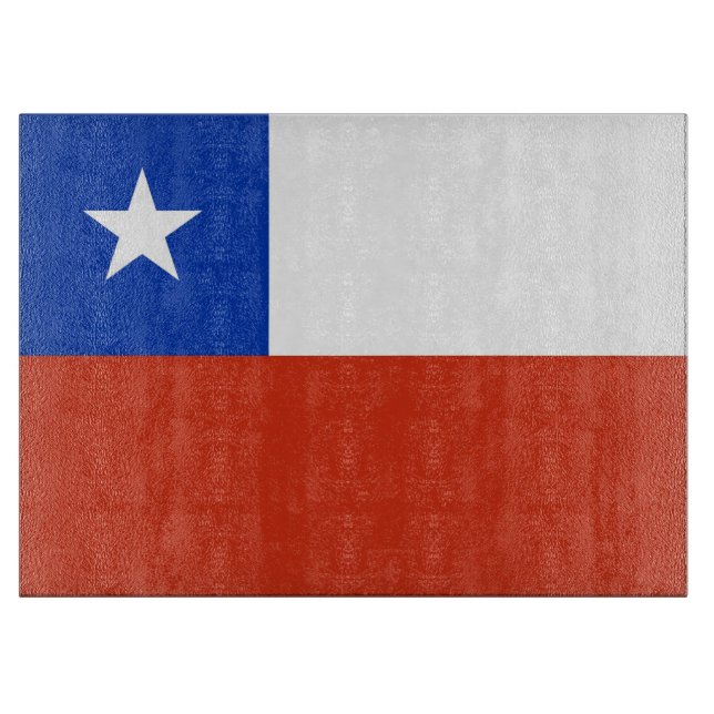 Tabla De Cortar Tablero de vidrio con bandera de Chile (Anverso)