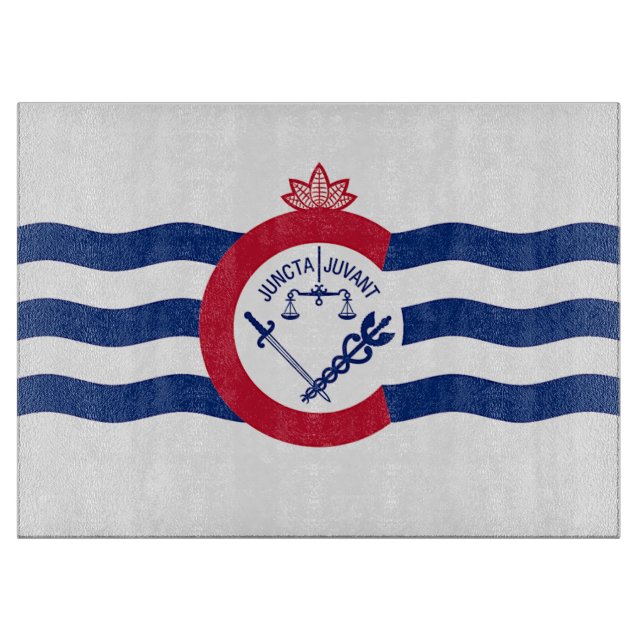 Tabla De Cortar Tablero de vidrio con bandera de Cincinnati City (Anverso)