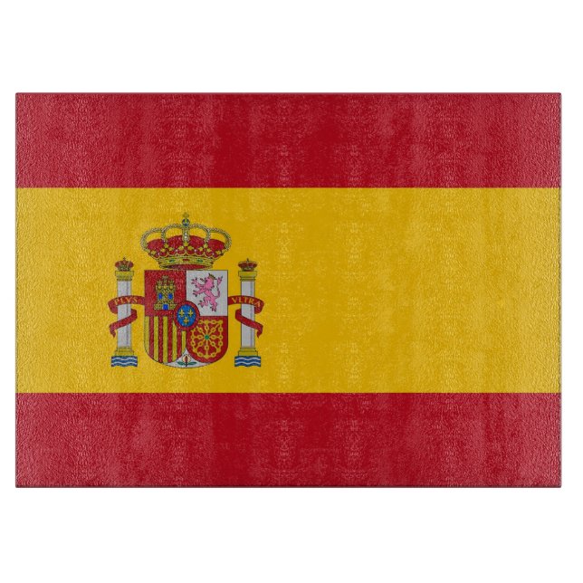 Tabla De Cortar Tablero de vidrio con bandera de España (Anverso)