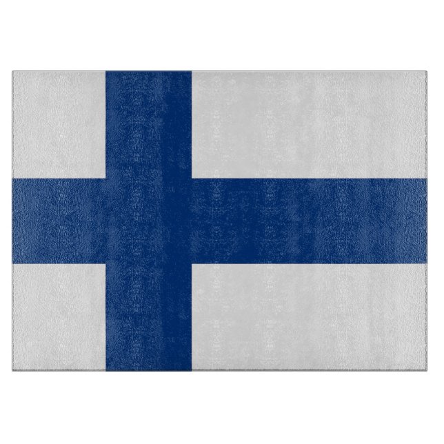 Tabla De Cortar Tablero de vidrio con bandera de Finlandia (Anverso)