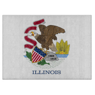 Tabla De Cortar Tablero de vidrio con bandera de Illinois, EE.UU.