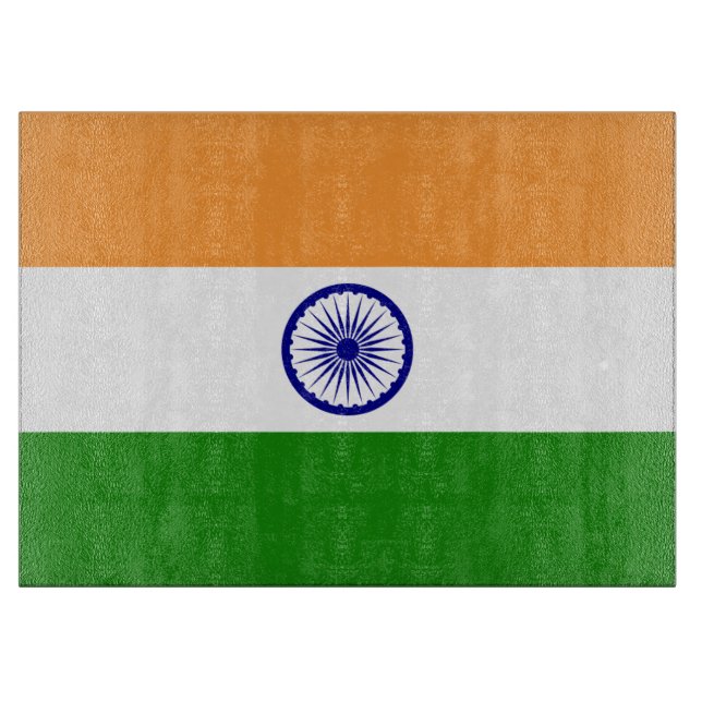 Tabla De Cortar Tablero de vidrio con bandera de la India (Anverso)