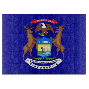 Tabla De Cortar Tablero de vidrio con bandera de Michigan EE.UU.