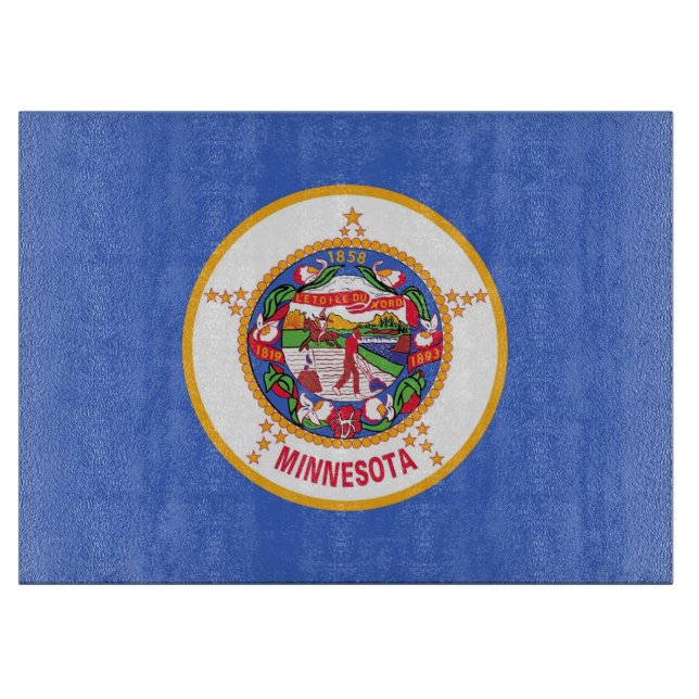 Tabla De Cortar Tablero de vidrio con bandera de Minnesota Estados (Anverso)