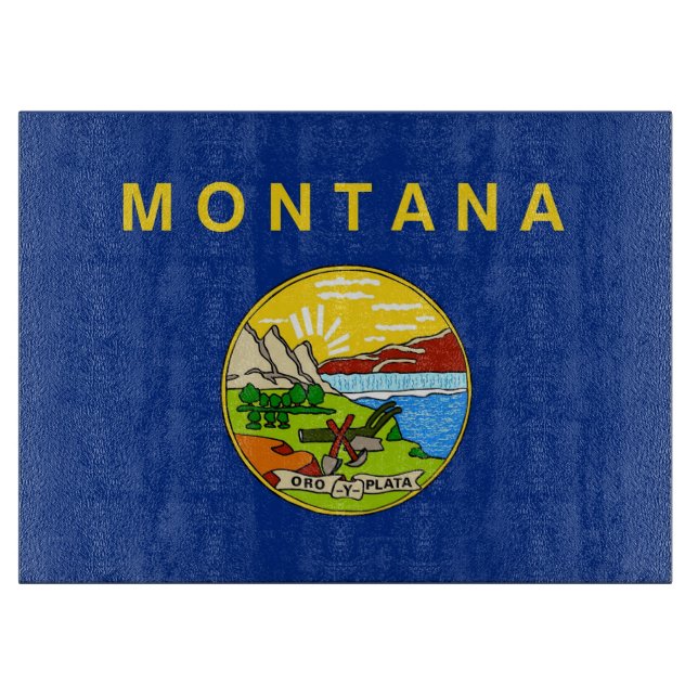 Tabla De Cortar Tablero de vidrio con bandera de Montana USA (Anverso)