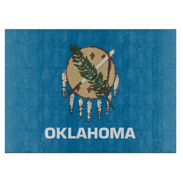 Tabla De Cortar Tablero de vidrio con bandera de Oklahoma, Estados (Anverso)