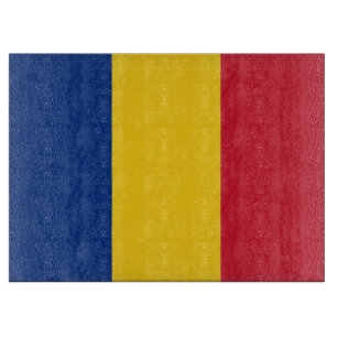 Tabla De Cortar Tablero de vidrio con bandera de Rumanía