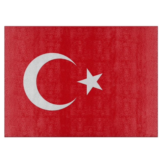Tabla De Cortar Tablero de vidrio con bandera de Turquía (Anverso)