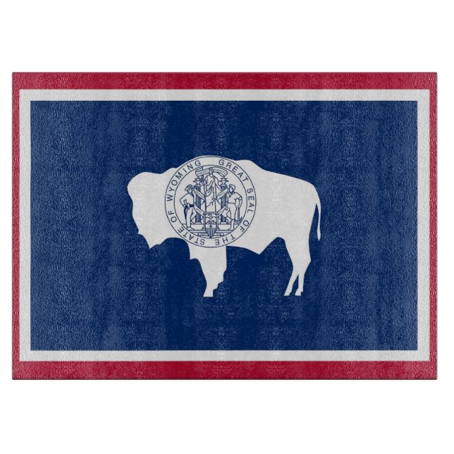 Tabla De Cortar Tablero de vidrio con bandera de Wyoming USA (Anverso)