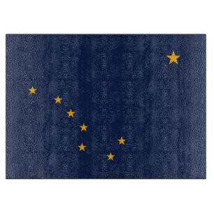 Tabla De Cortar Tablero de vidrio con bandera del estado de Alaska