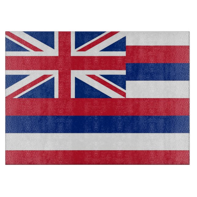 Tabla De Cortar Tablero de vidrio con bandera del estado de Hawaii (Anverso)