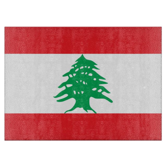 Tabla De Cortar Tablero de vidrio con bandera del Líbano (Anverso)