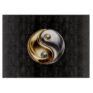 Tabla De Cortar Tablero de vidrio negro 4 Luxe Harmony Yin Yang