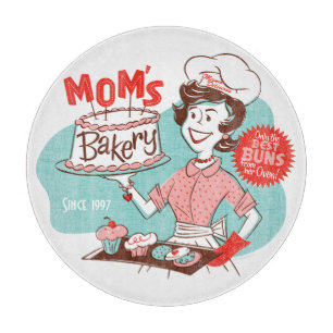 Tabla De Cortar Tablero retro de panadería de mamá (PERSONALIZAB