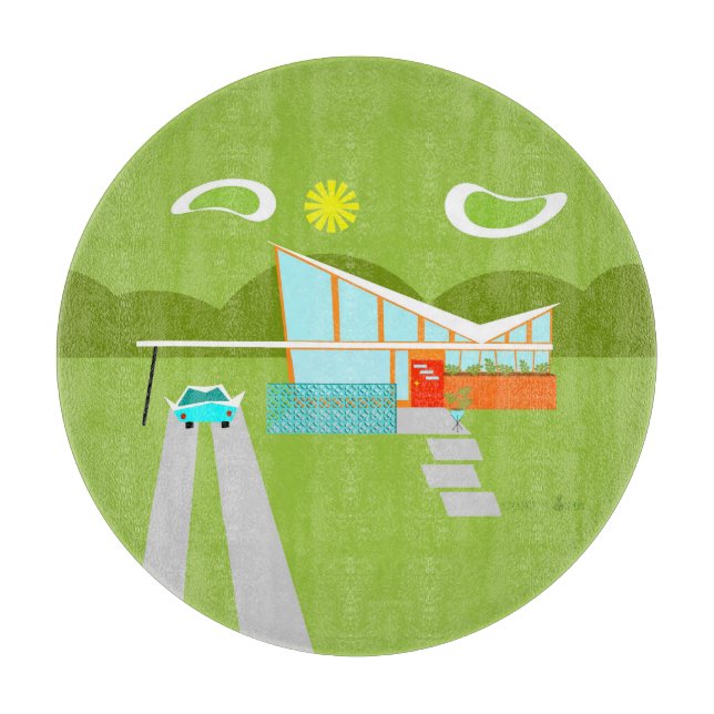 Tabla De Cortar Tablero retro del corte del vidrio de la casa del (Anverso)