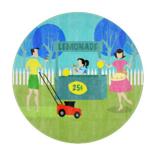 Tabla De Cortar Tablero Retro Lemonade Stand Round