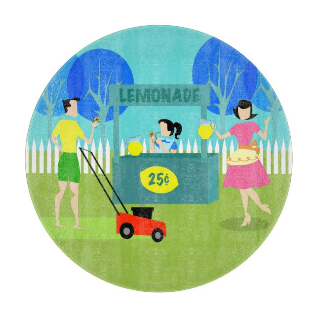 Tabla De Cortar Tablero Retro Lemonade Stand Round (Anverso)