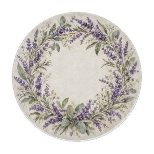 Tabla De Cortar Tablón de cortar con corona floral de lavanda y eu
