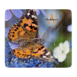 Tabla De Cortar Tablón de cortar de vidrio de mariposa Painted Lad