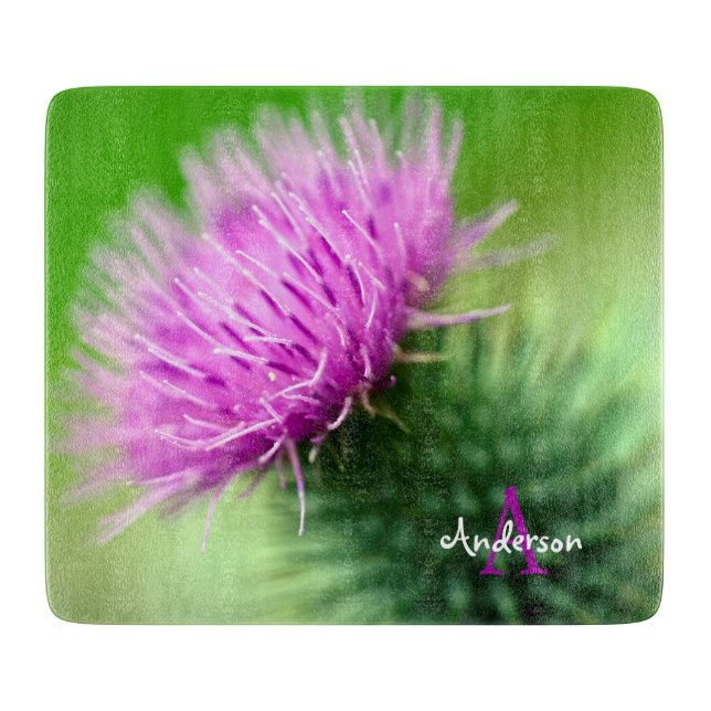 Tabla De Cortar Tablón de cortar de vidrio Thistle Purple (Anverso)