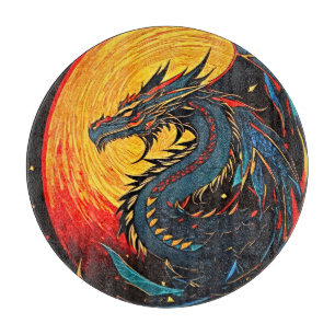 Tabla De Cortar Tablón de corte de vidrio de dragón de fantasía ma