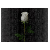 Tablón de corte de vidrio negro 4 Luxe Rosa Blanca