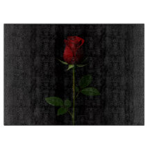 Tablón de corte de vidrio negro 4 Luxe Rosa Roja T