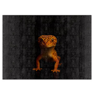 Tabla De Cortar Tablón de vidrio negro 4 Luxe con lagarto gecko le