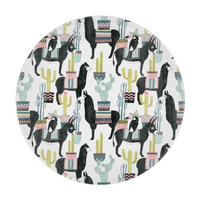 Tabla De Cortar Taco sobre el amor | Patrón Llama y burro (Anverso)