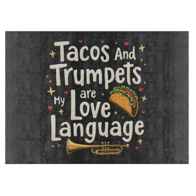 Tabla De Cortar Tacos y trompetas son mi lengua materna (Anverso)