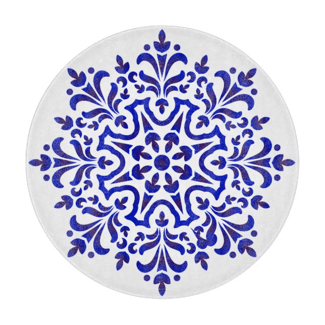 Tabla De Cortar Talavera azul y blanca cuatro (Anverso)