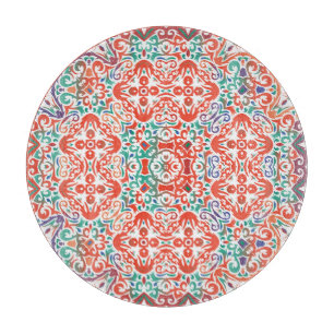 Tabla De Cortar Talavera mexicana: Collage de mosaicos étnicos.